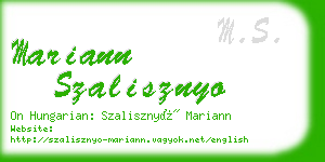 mariann szalisznyo business card